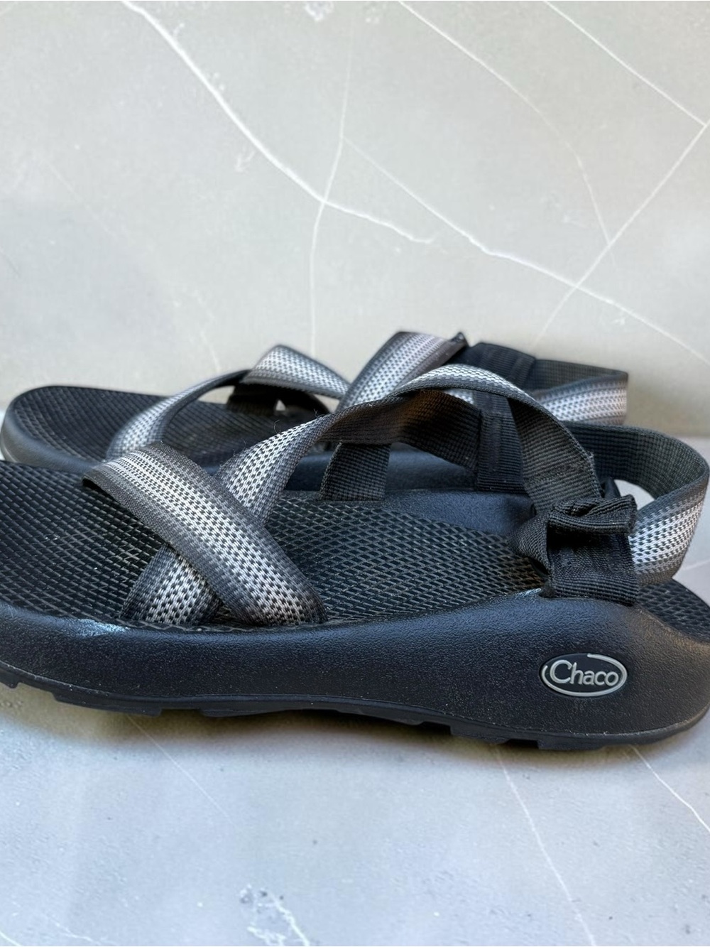 Chaco Men’s Z1 Classic Sandals Black and Gray Crisscross Strap